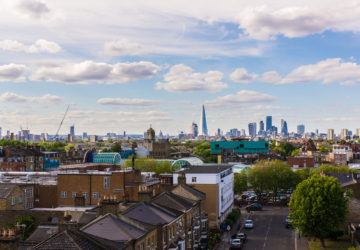 residential area with flats in south london with a view of the c